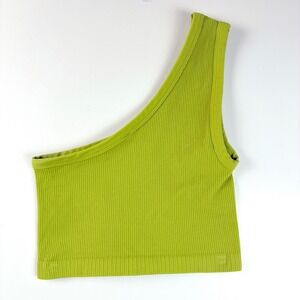 Aritzia Sunday Best Winch Seamless One Shoulder Tank Top Green Ribbed Small